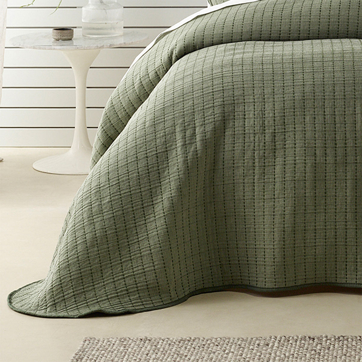 Bianca Bari Green Polyester Cotton Bedspread Set King 4