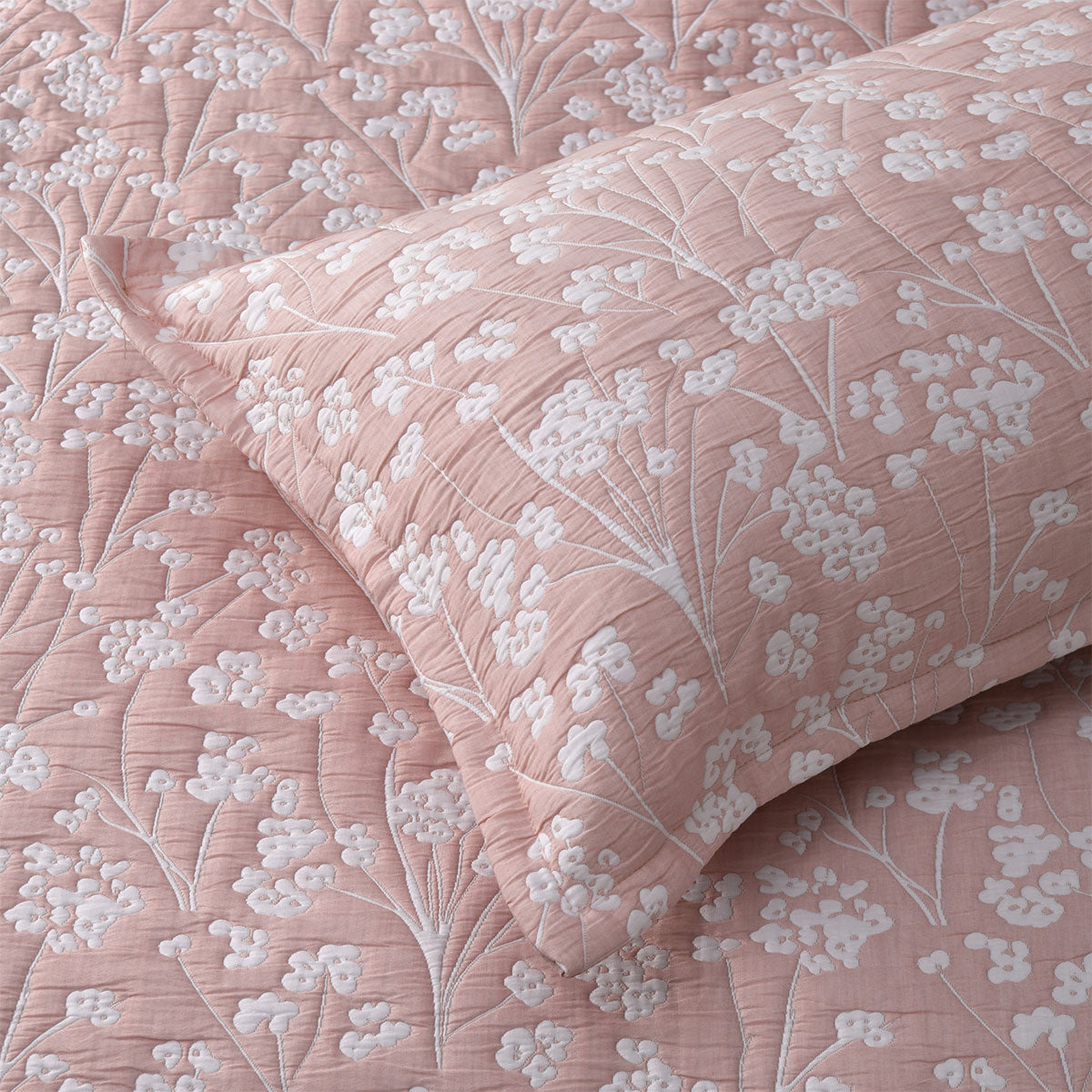 Bianca Myra Blush Floral Jacquard Bedspread Set King 4