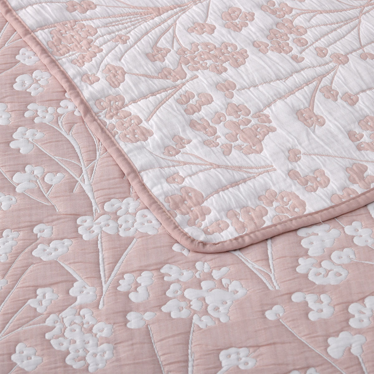 Bianca Myra Blush Floral Jacquard Bedspread Set King Single 5