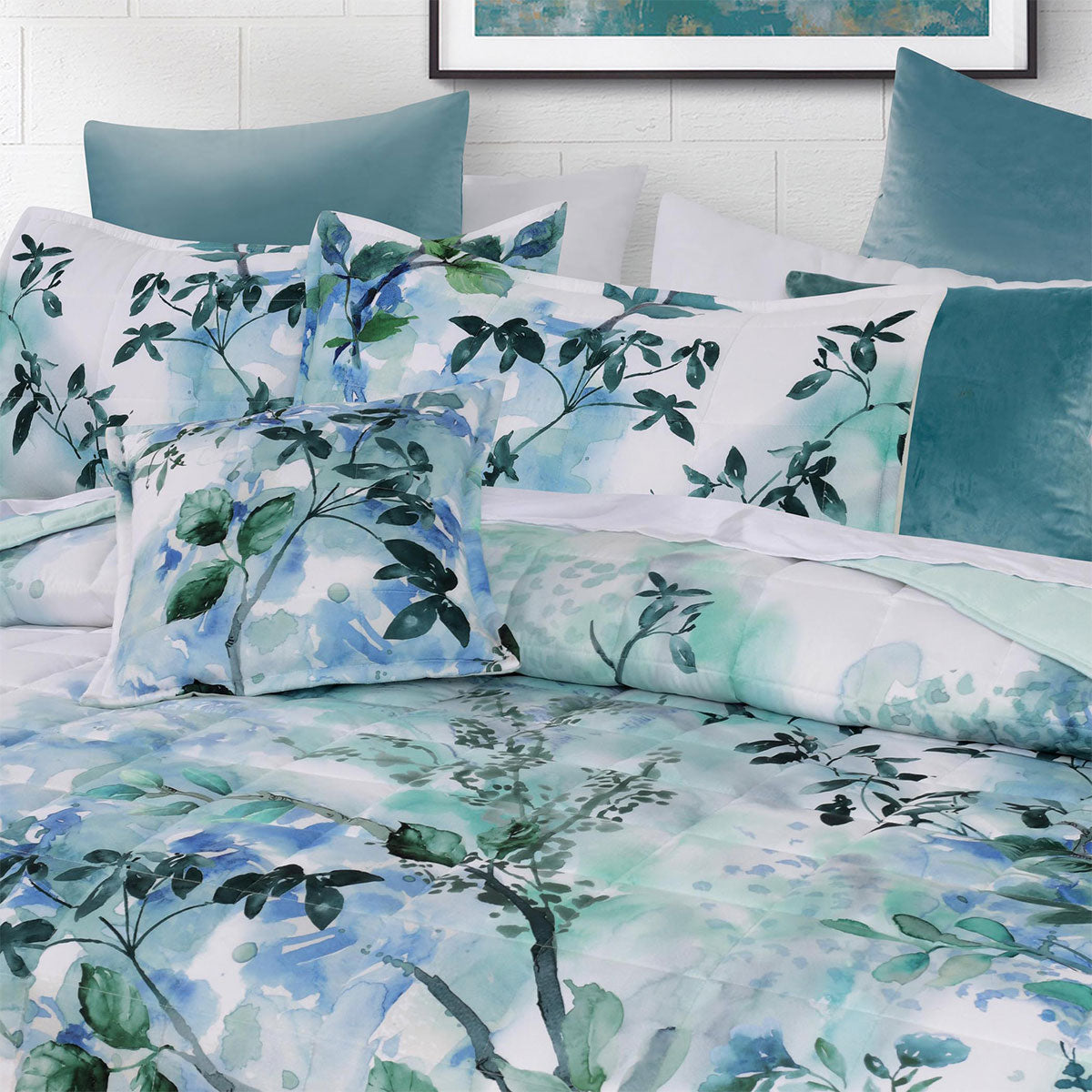 Bianca Woodbury White Botanical Printed Bedspread Set Double 3