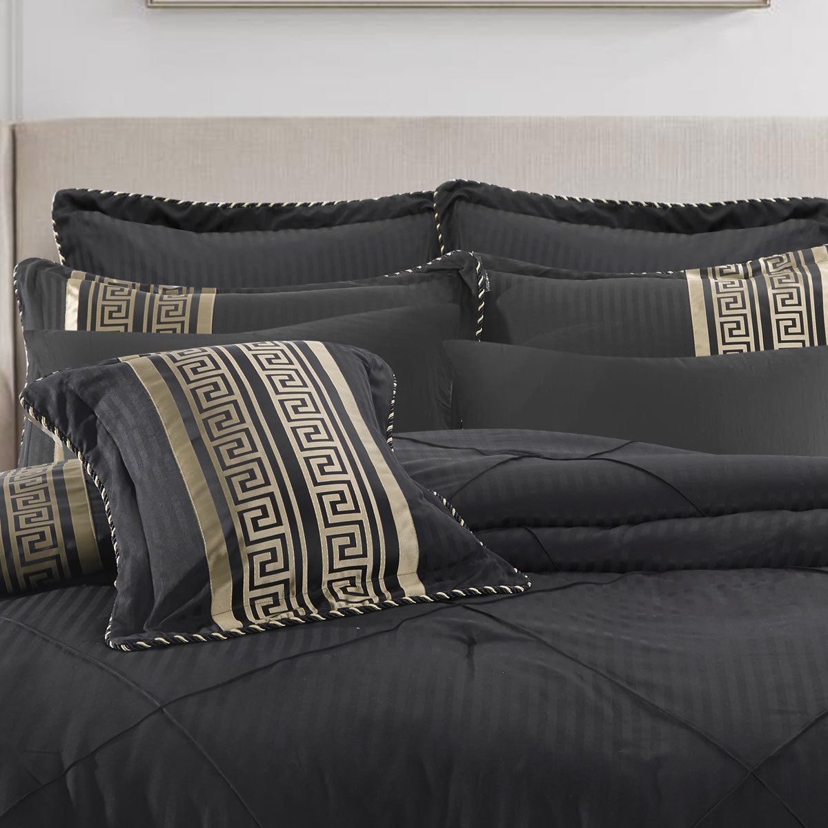Bianca Raffaello Black 6 Pcs Jacquard Comforter Set Queen/King 3