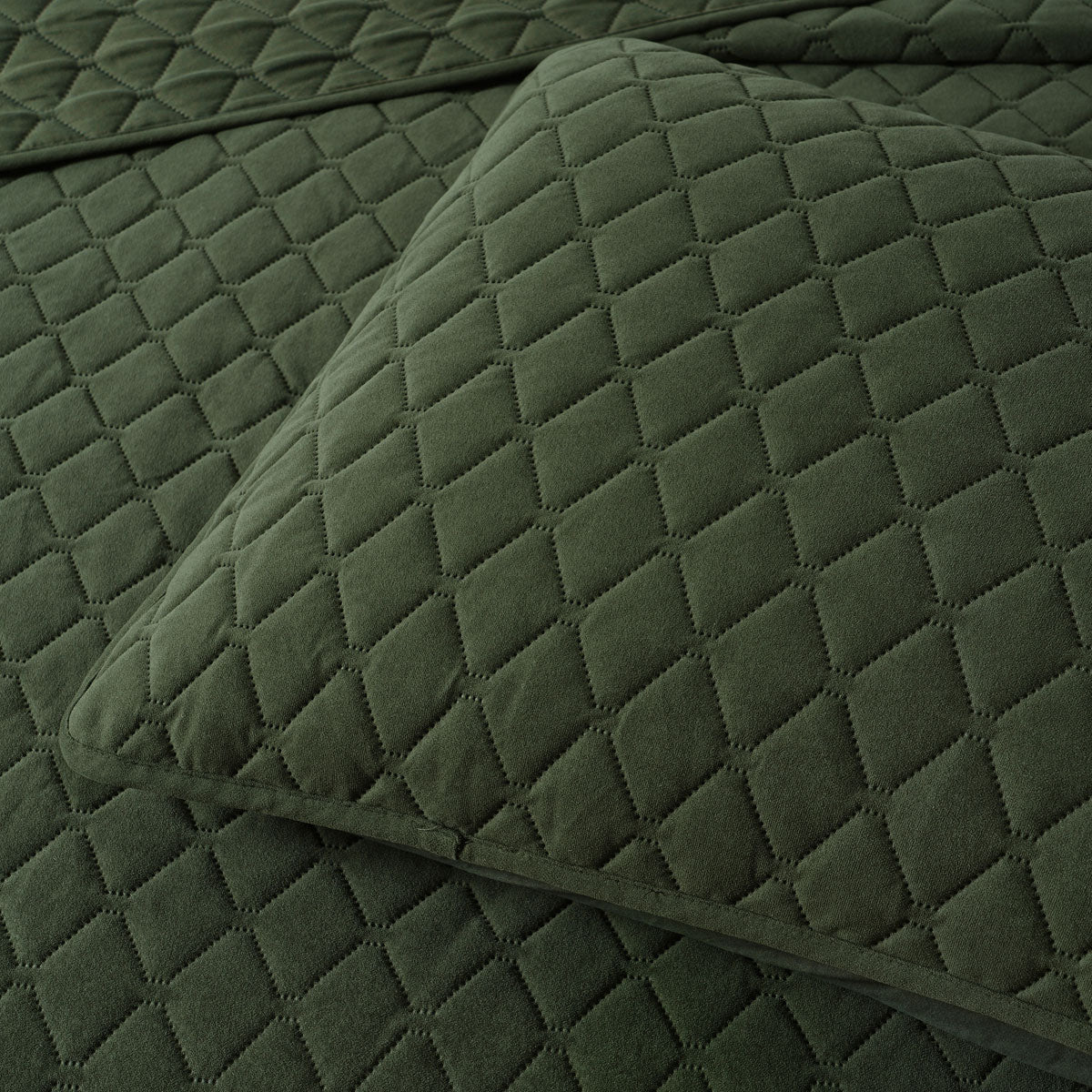 Bianca Lester Olive Velvet Diamond Polyester Coverlet Set Queen/King 5