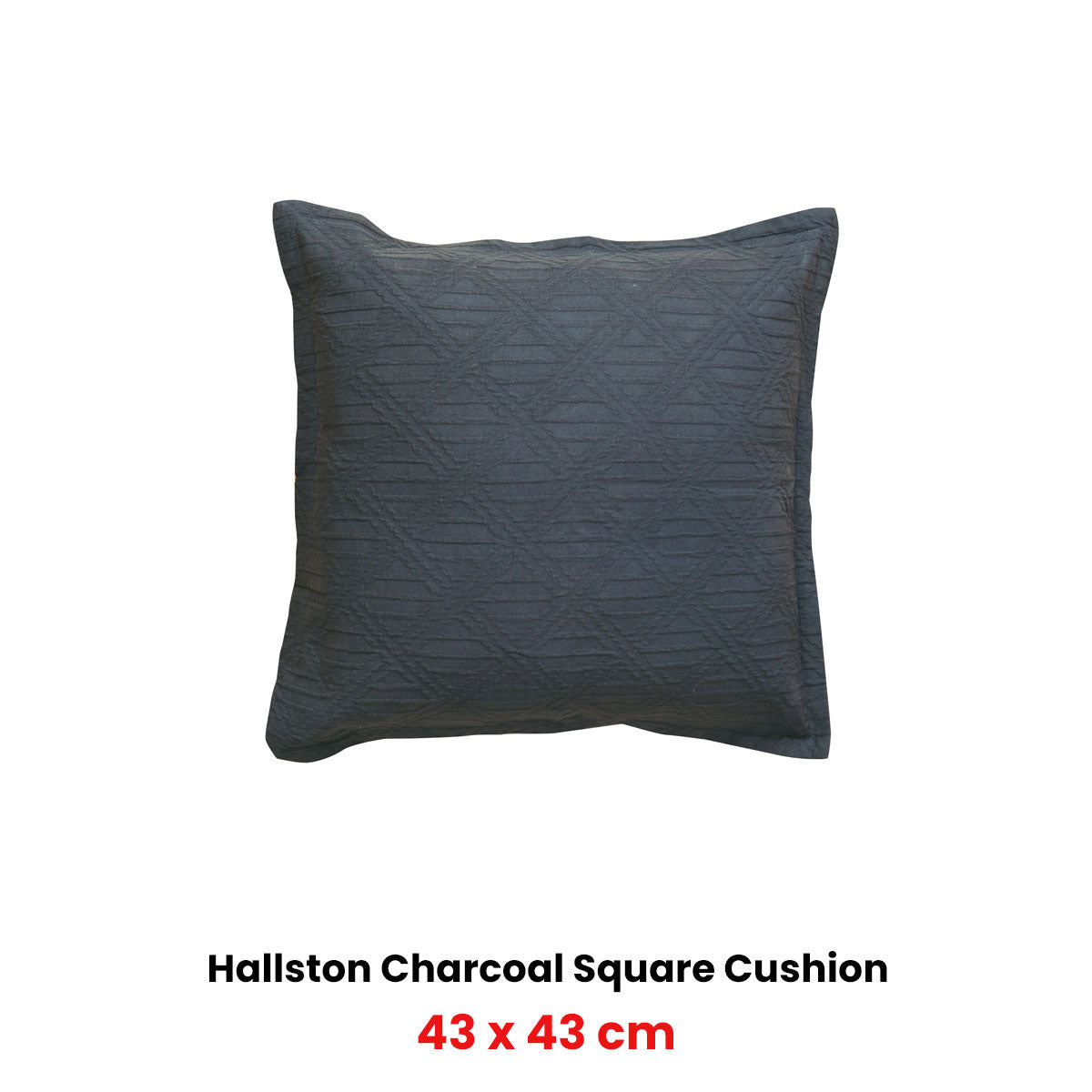 Bianca Hallston Charcoal Square Filled Cushion 43 x 43cm
