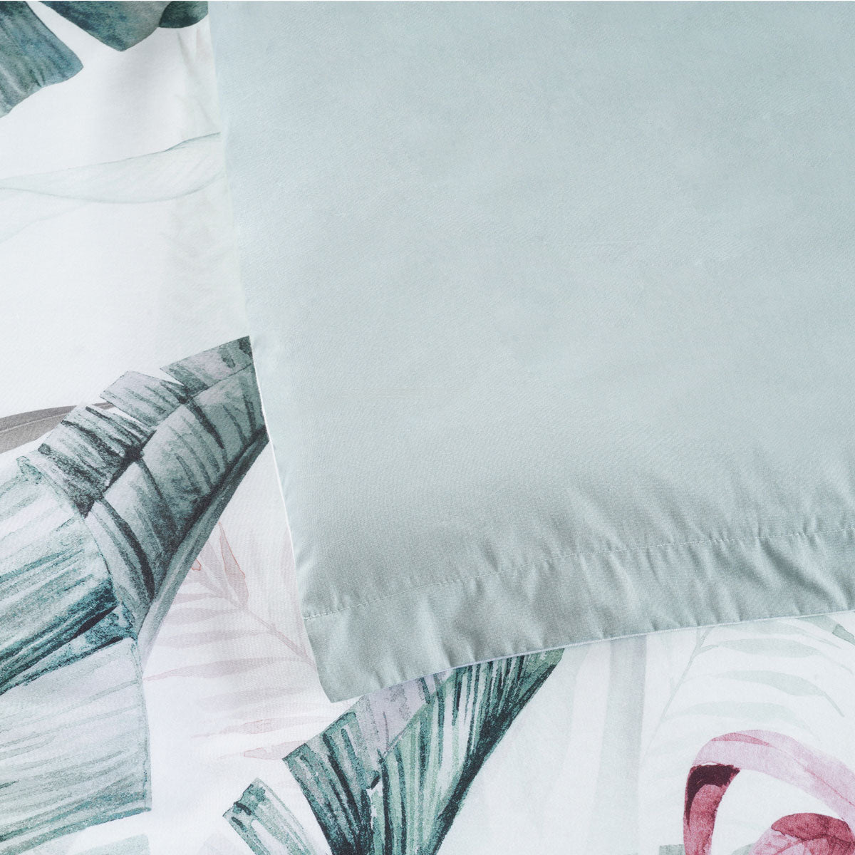 Bianca Abbey Green Cotton Sateen Tropical Floral Quilt Cover Set Queen 5