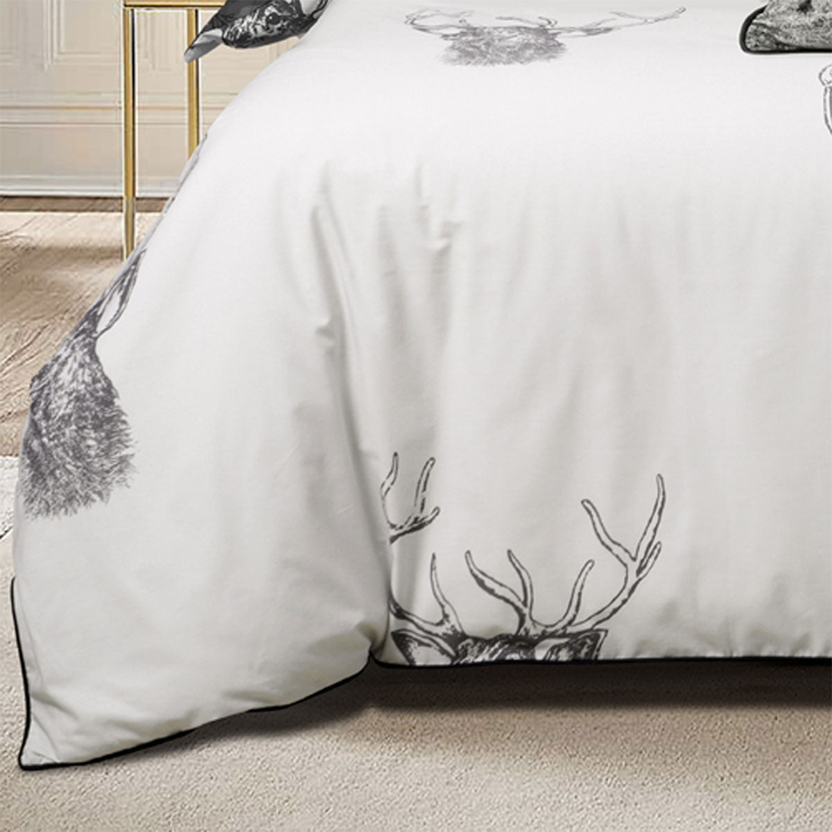 Bianca Alpine Stag Taupe Polyester Cotton Quilt Cover Set Queen 3