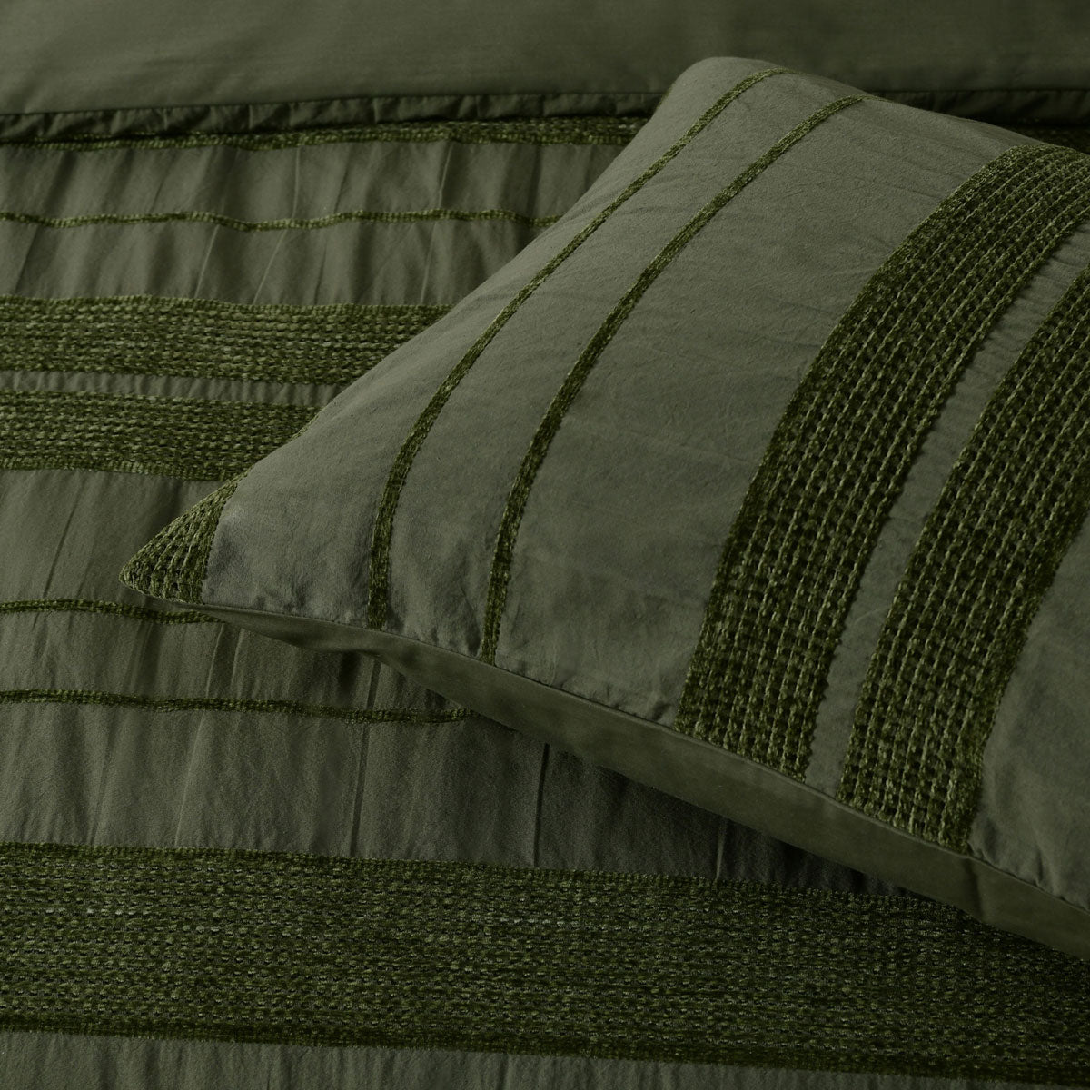 Bianca Avery Forest Chenille Striped Quilt Cover Set King 4