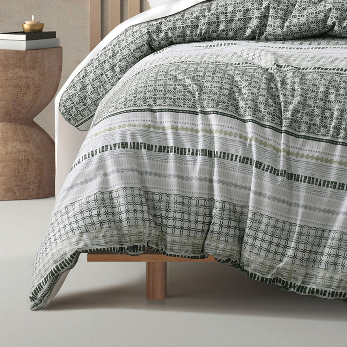 Bianca Drake Green Cotton Sateen Quilt Cover Set King 4