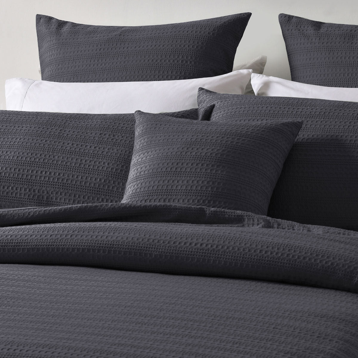 Bianca Kahlani Charcoal Waffle Quilt Cover Set Double 3