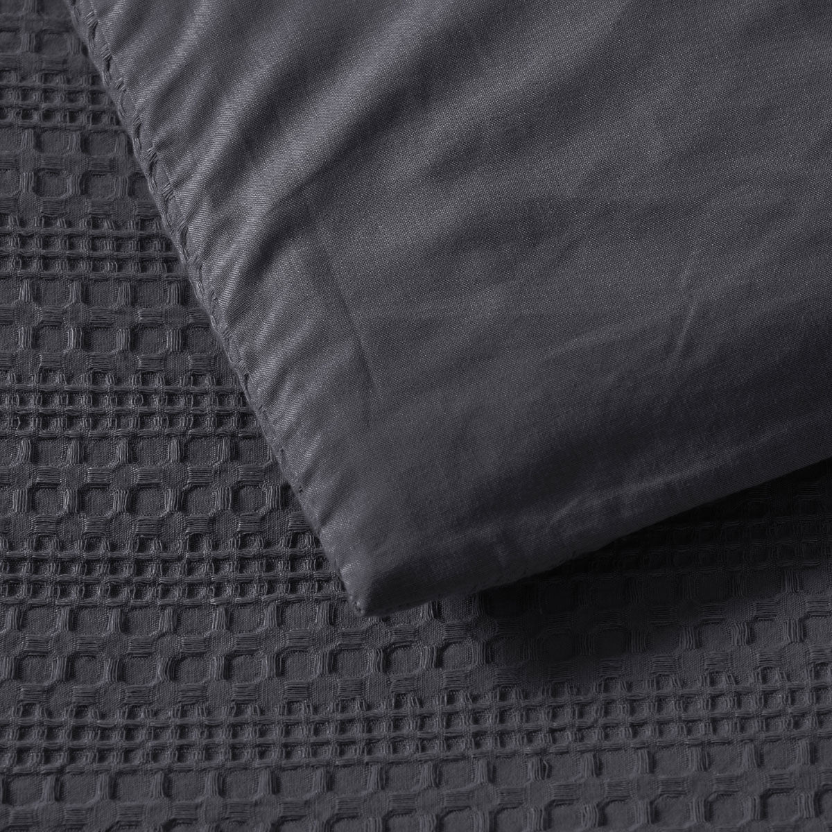 Bianca Kahlani Charcoal Waffle Quilt Cover Set Double 5