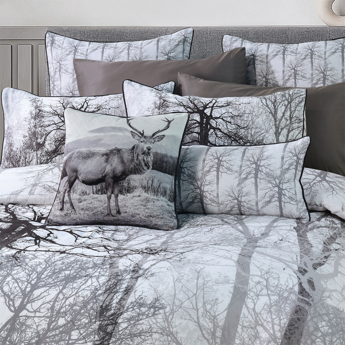 Bianca Myrtleford Grey Cotton Sateen Quilt Cover Set Queen 3