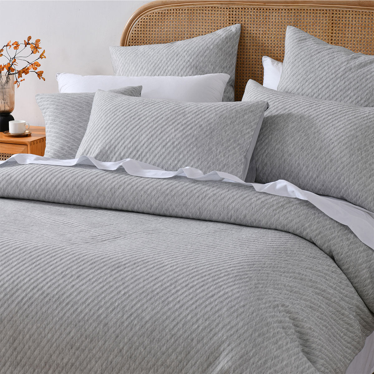 Bianca Pesaro Grey Polyester Cotton Quilt Cover Set King 3