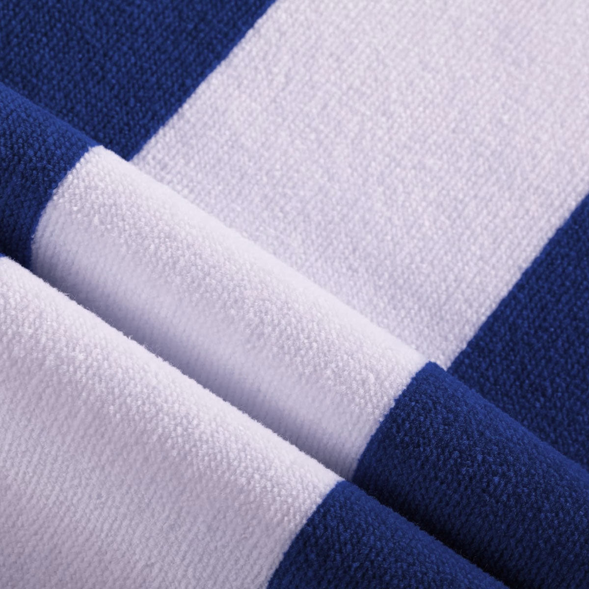 400GSM Cabana Stripe Cotton Polyester Beach Towel Blue 3
