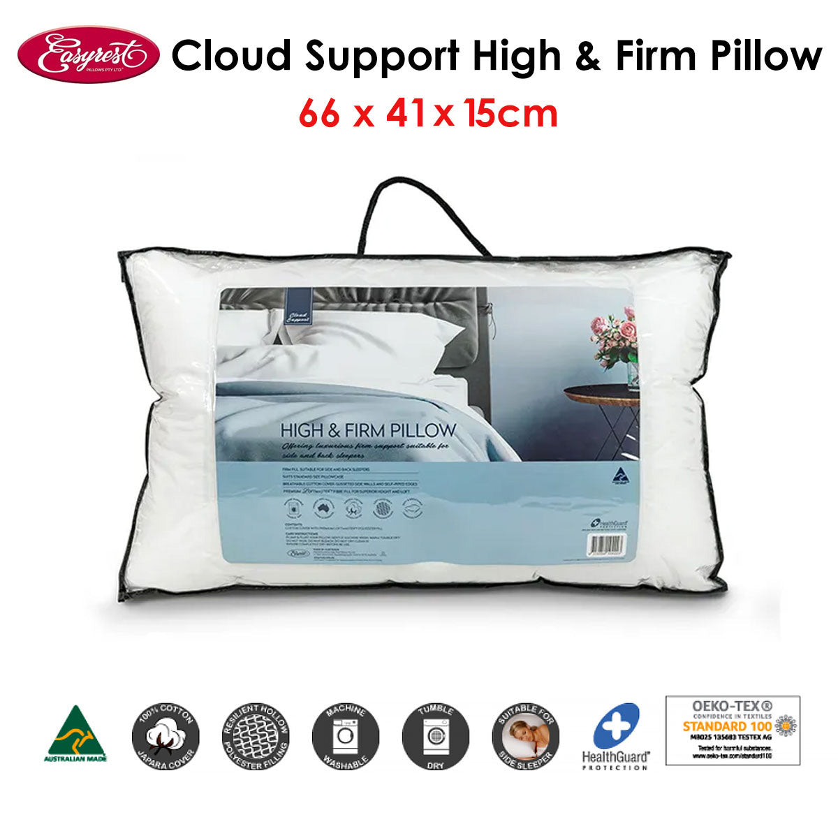 Easyrest Cloud Support High &amp; Firm Pillow 66 x 41 x 15 cm