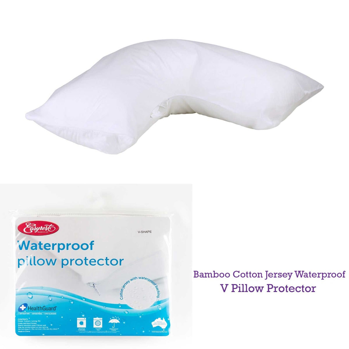 Easyrest Bamboo Cotton Jersey Waterproof V Pillow Protector