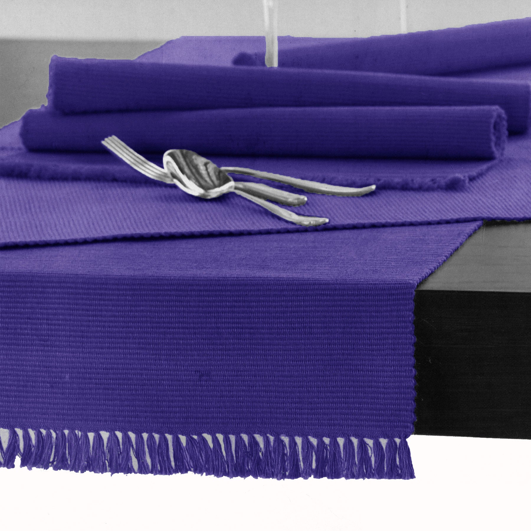 Hoydu Cotton Ribbed Table Runner 45cm x 150cm - ULTRA VIOLET