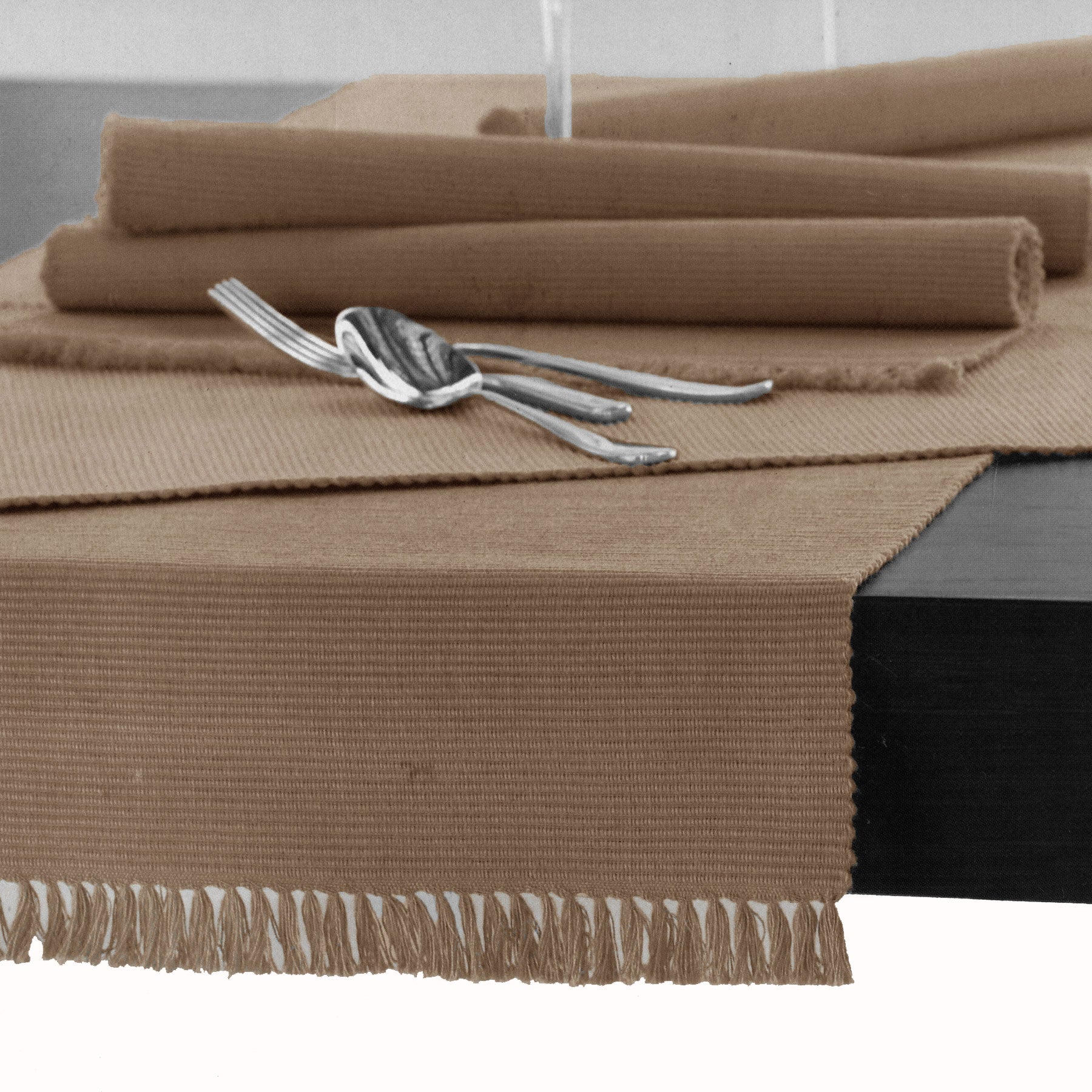 Hoydu Cotton Ribbed Table Runner 45cm x 200cm - SAND