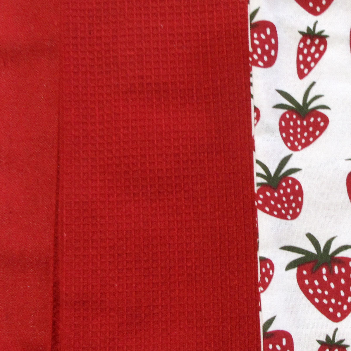 Home Oasis Set of 3 Printed Cotton Rich Tea Towels 50 x 70 cm Strawberry Red 3