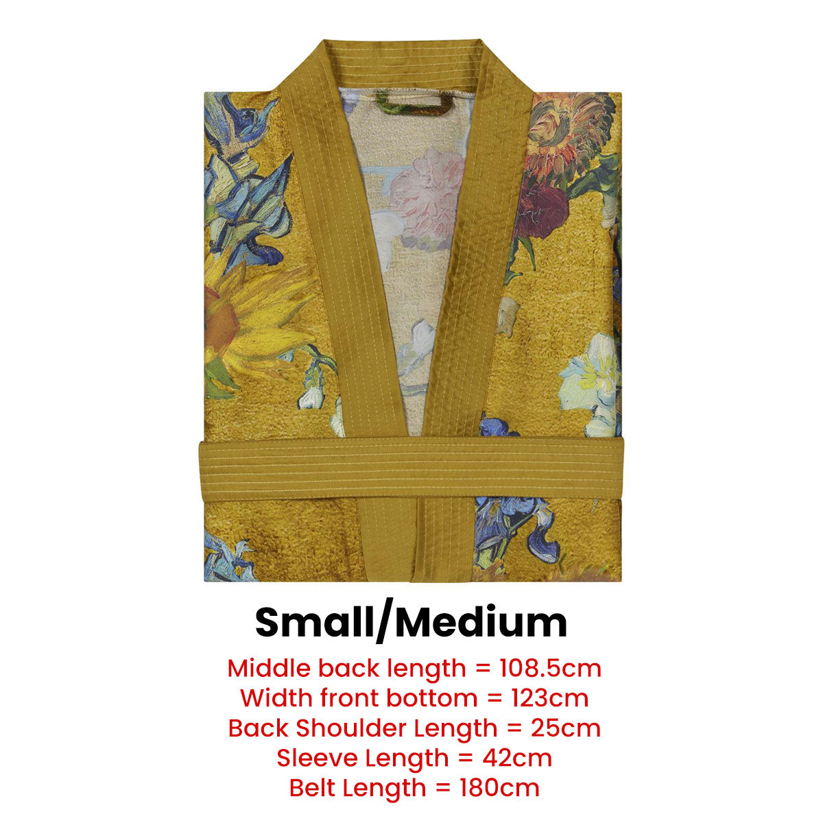 Bedding House Van Gogh Partout des Fleurs Gold Kimono Bath Robe Small/Medium 6