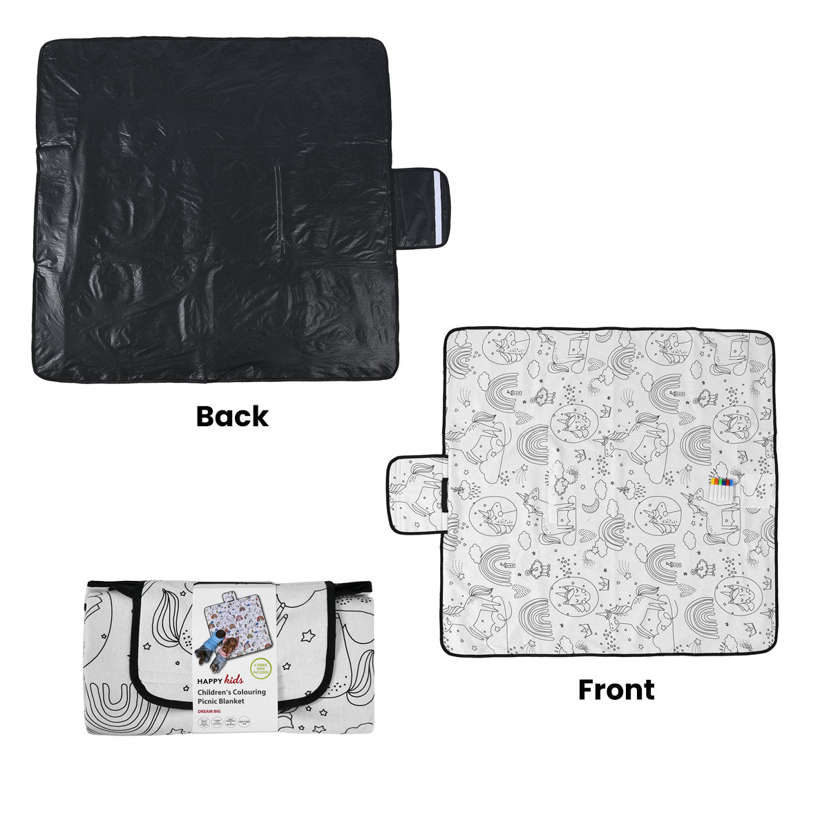 Happy Kids Dream Big Colour Me In Picnic Blanket 125 x 125 cm 3