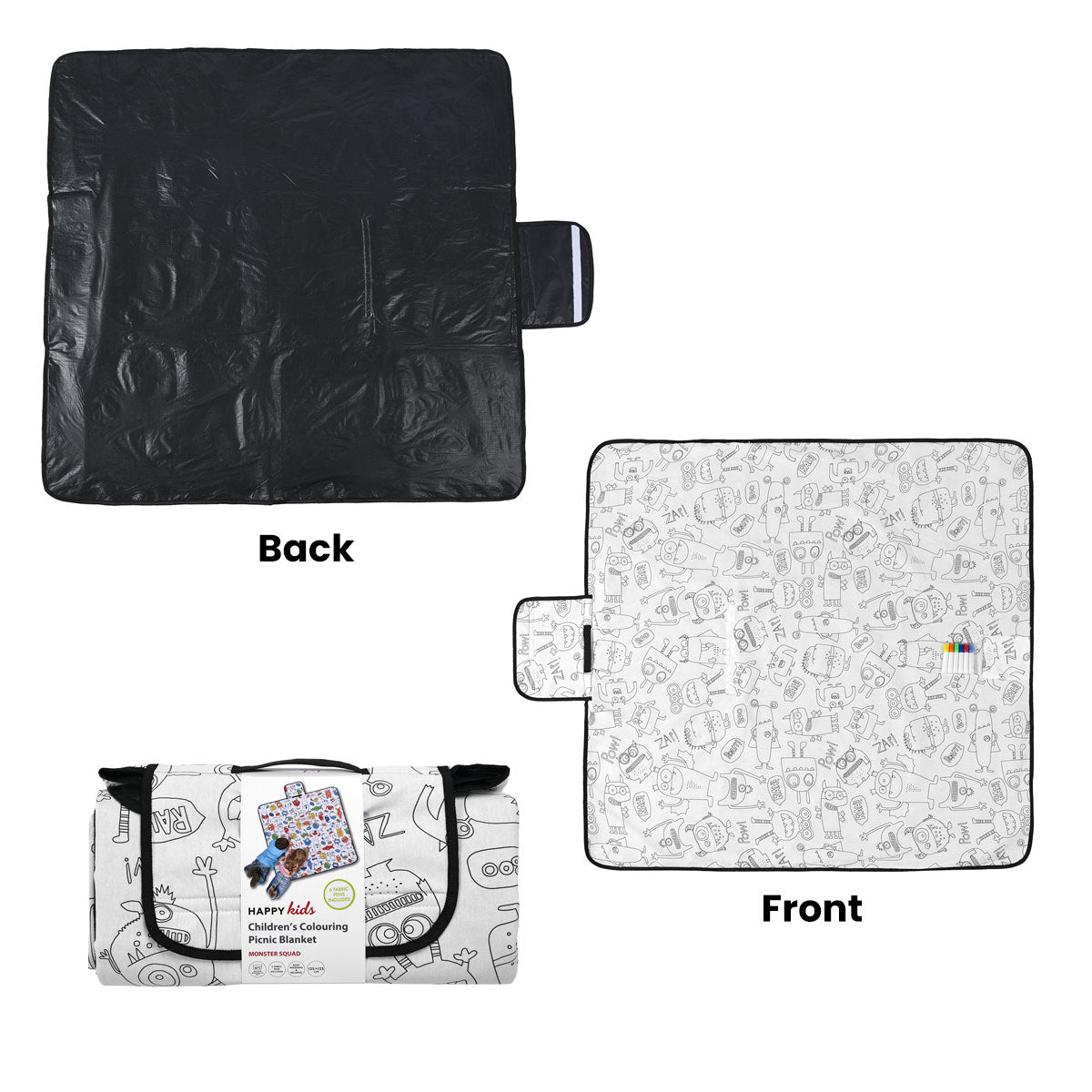 Happy Kids Monster Squad Colour Me In Picnic Blanket 125 x 125 cm 3