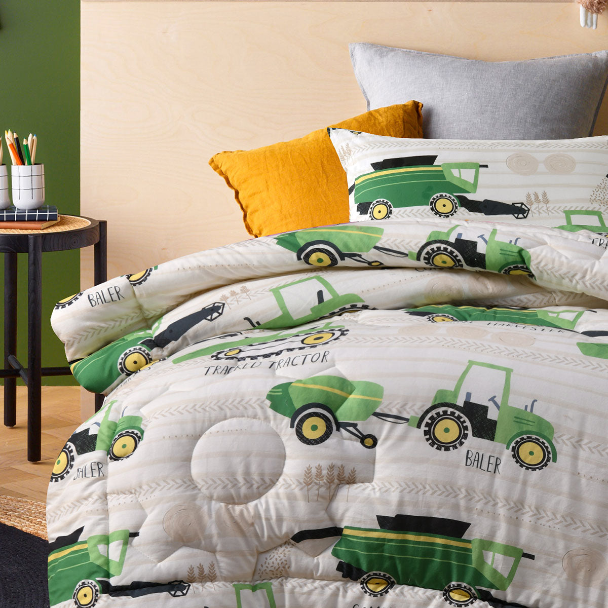 Happy Kids Country Harvest 2 Piece Washed Cotton Cover Comforter Set Single 160cm x 220cm 3