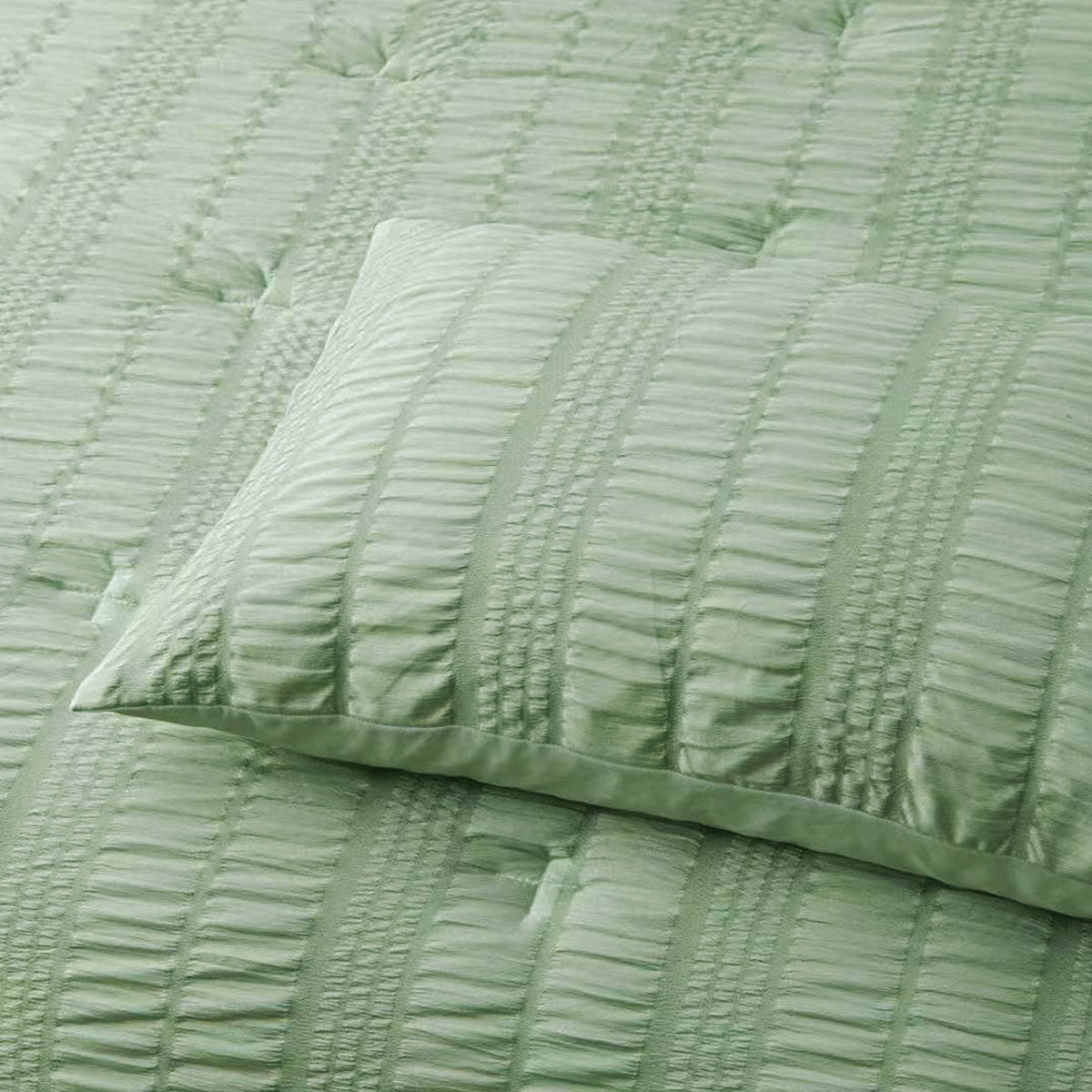 Accessorize Seersucker Sage 3 Piece Polyester Comforter Set Queen 3