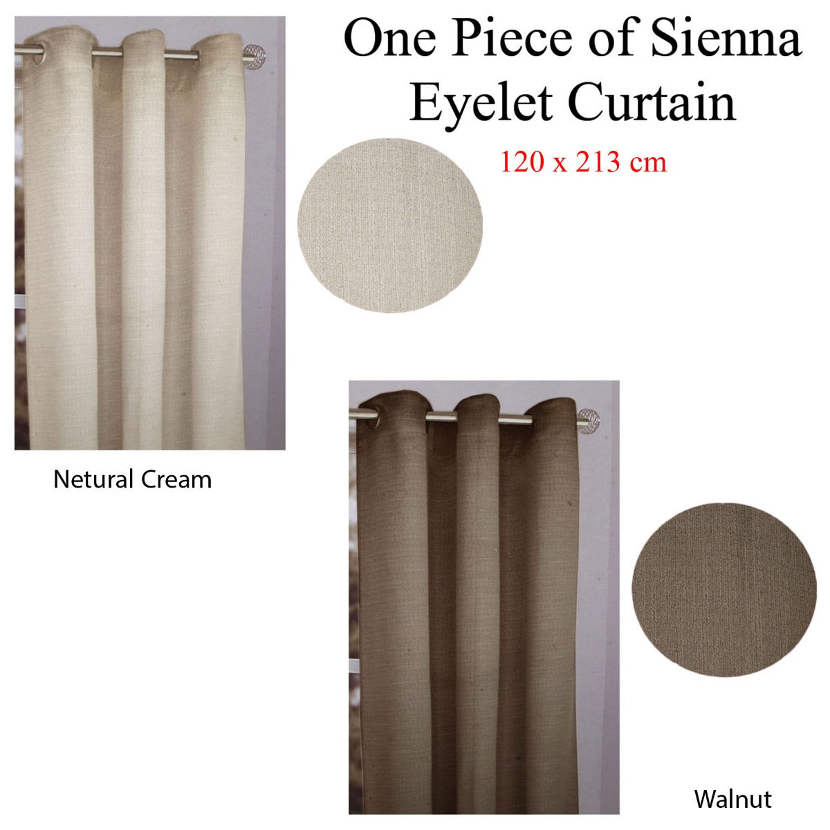 One Piece of Sienna Eyelet Curtain 120 x 213cm Walnut 3