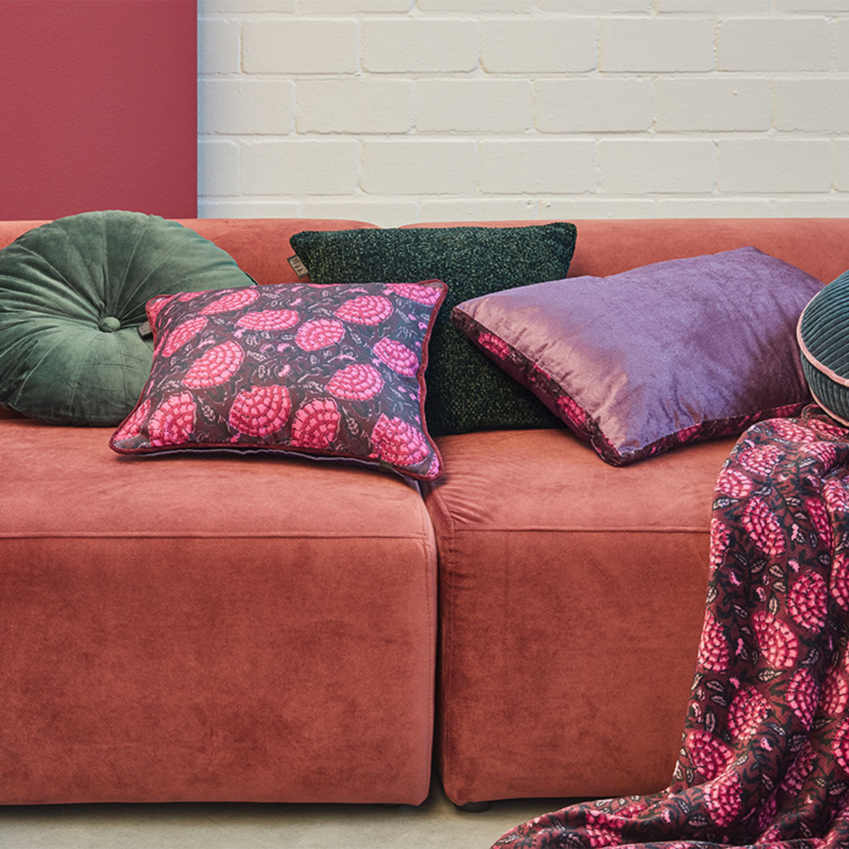 KAAT Amsterdam Ayda Pink Floral Square Filled Cushion 45cm x 45cm 5