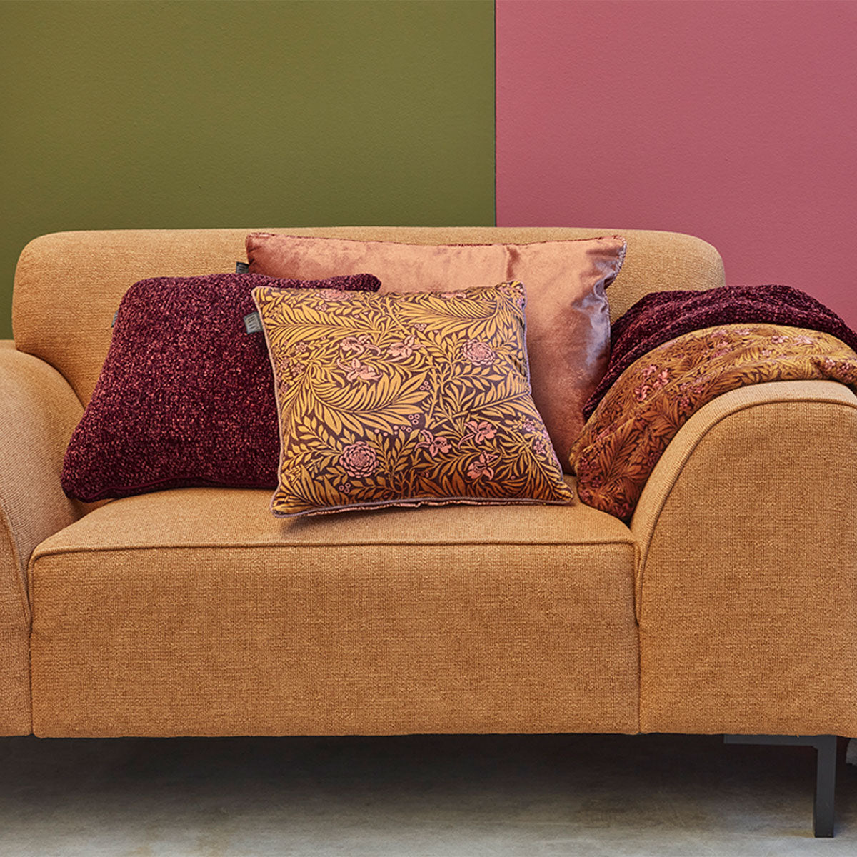 KAAT Amsterdam Jits Dark Red Square Filled Cushion 45cm x 45cm 4