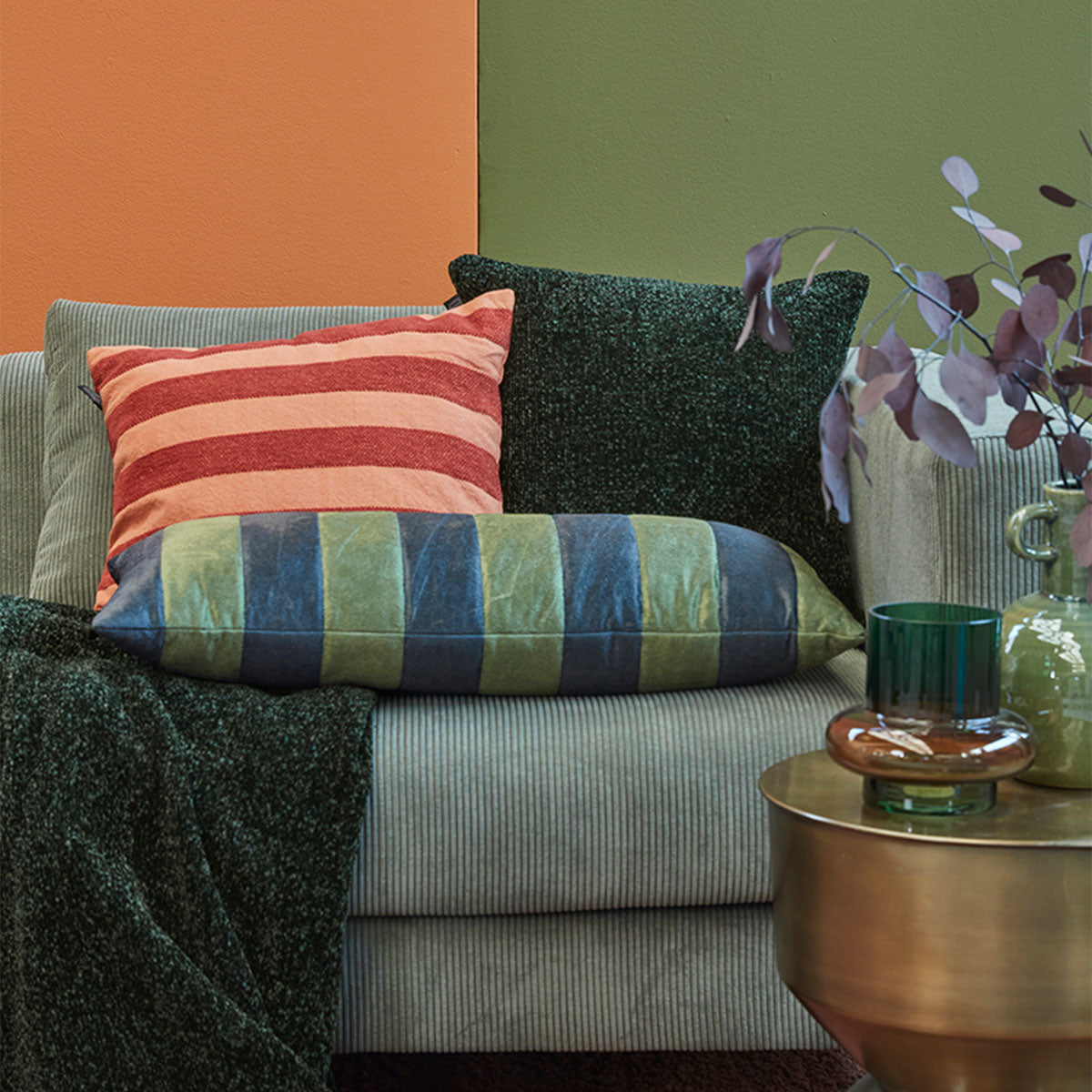 KAAT Amsterdam Jits Green Square Filled Cushion 45cm x 45cm 4