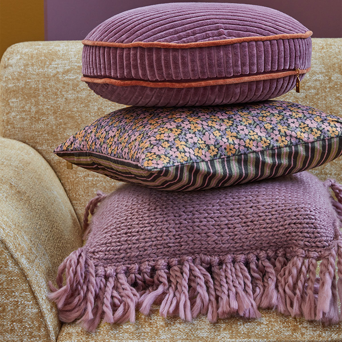 KAAT Amsterdam Jonine Lilac Square Filled Cushion 45cm x 45cm 4