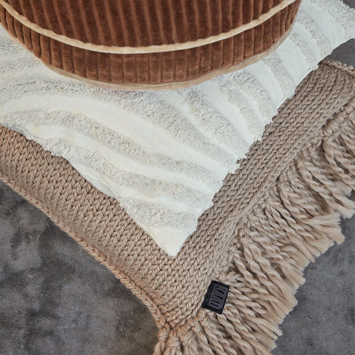 KAAT Amsterdam Jonine Sand Square Filled Cushion 45cm x 45cm 4