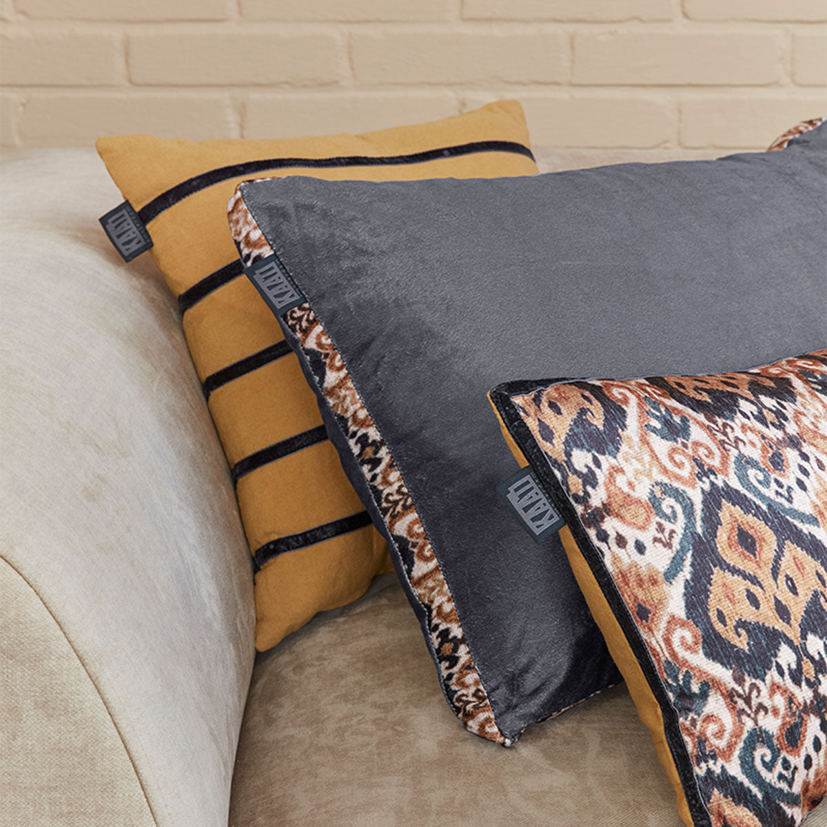 KAAT Amsterdam Myron Brown Stripe Square Filled Cushion 40cm x 40cm 4