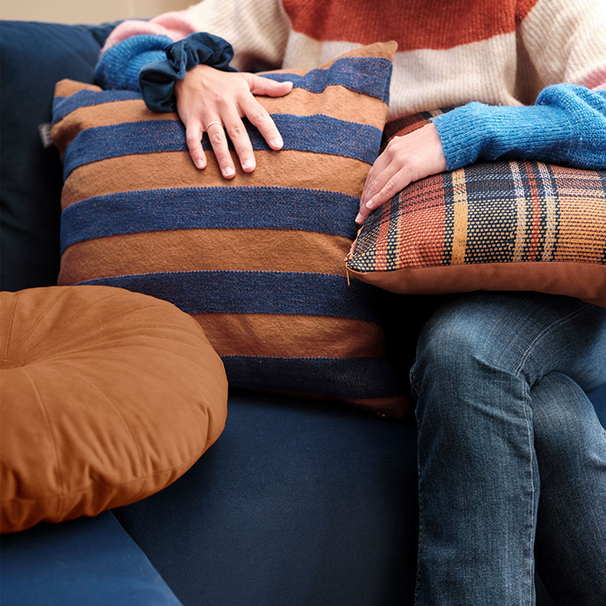 KAAT Amsterdam Nissa Multi Stripe Square Filled Cushion 45cm x 45cm 5