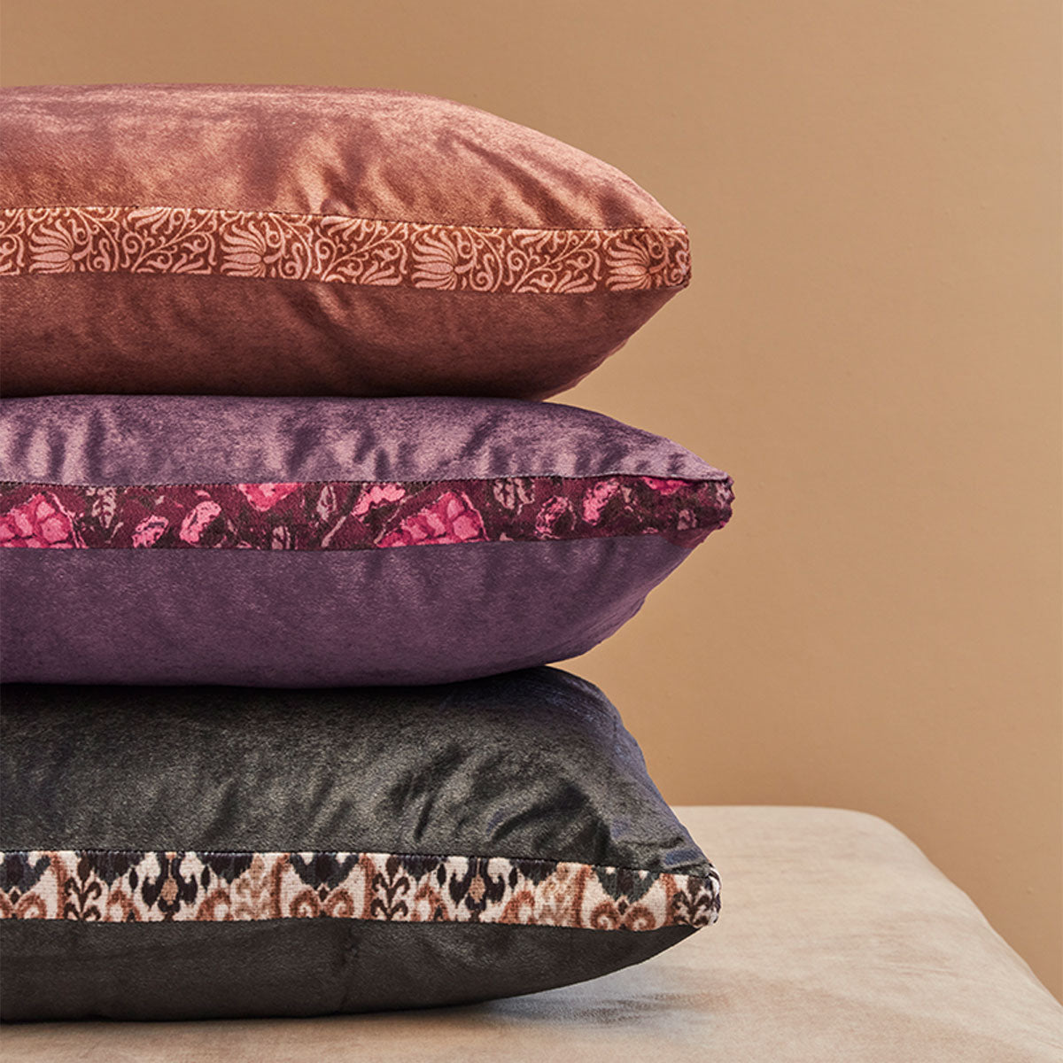 KAAT Amsterdam Boline Aubergine Velvet Oblong Filled Cushion 40cm x 60cm 5