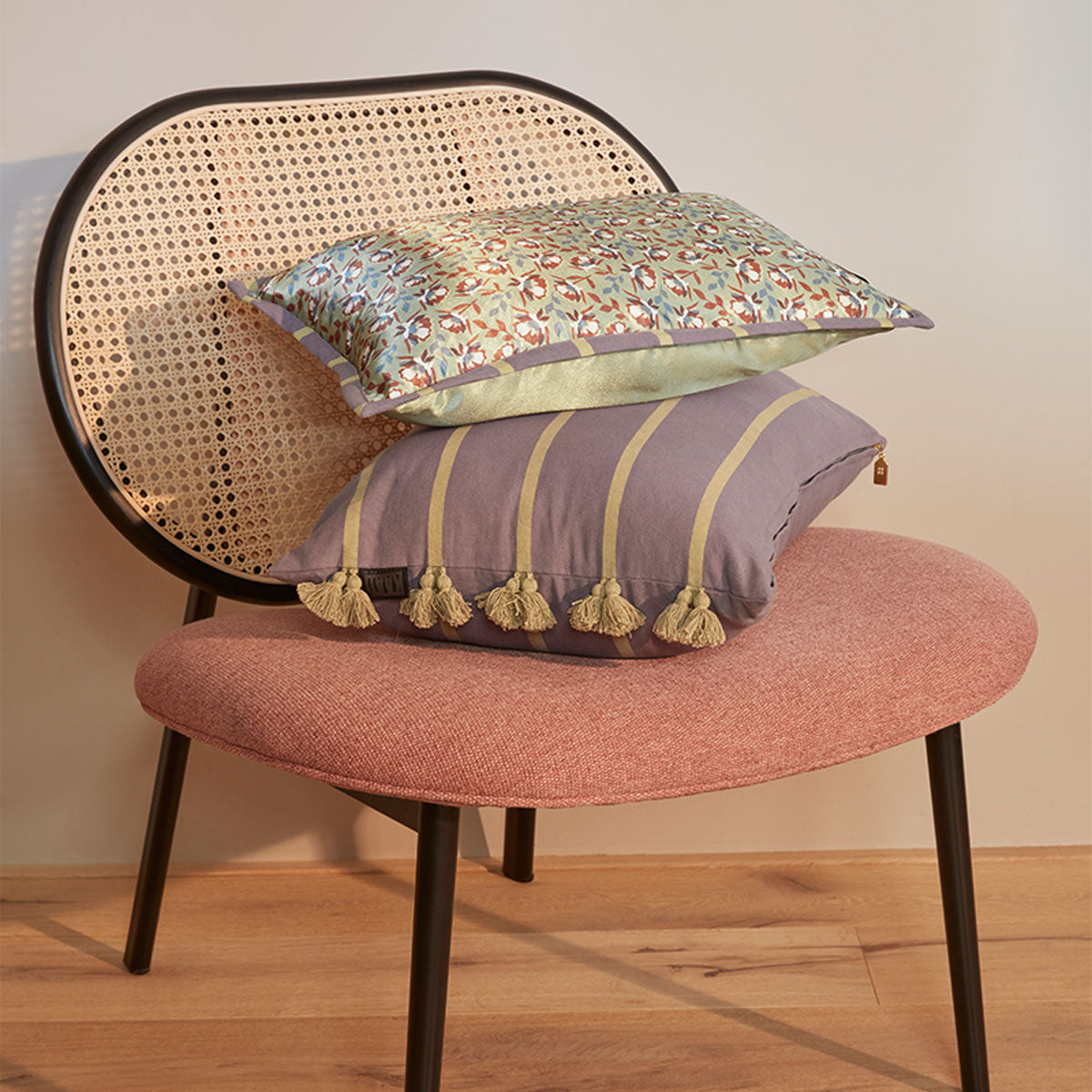 KAAT Amsterdam Jelke Mauve Stripes Oblong Filled Cushion 40cm x 60cm 4