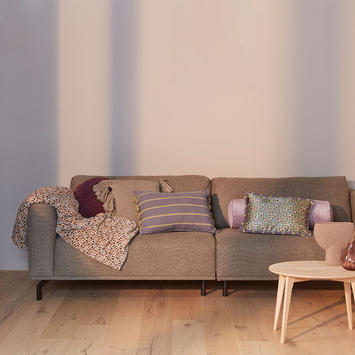 KAAT Amsterdam Jelke Mauve Stripes Oblong Filled Cushion 40cm x 60cm 5