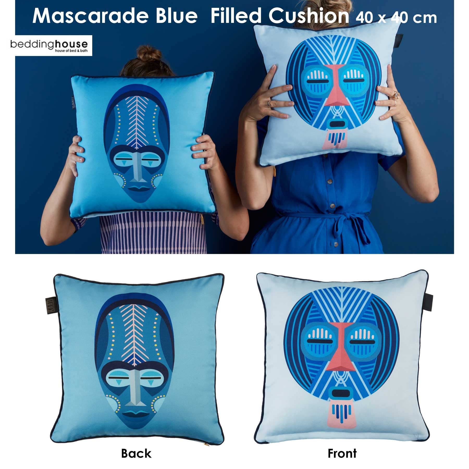 Bedding House Mascarade Blue Filled Square Cushion