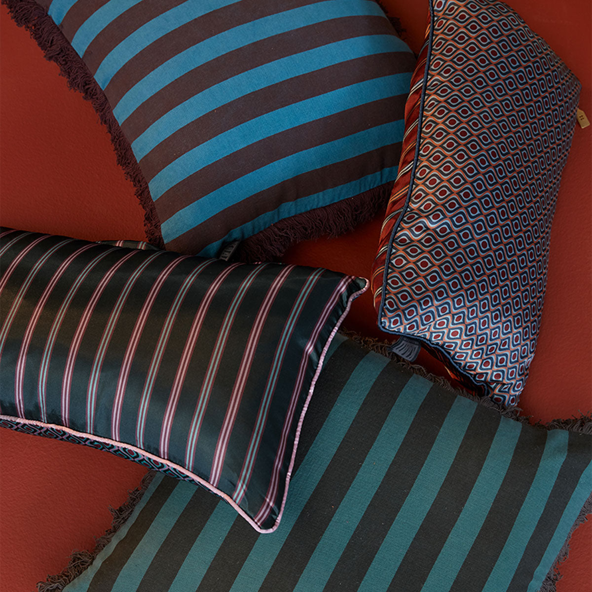 KAAT Amsterdam Meja Green Reversible Oblong Filled Cushion 30cm x 50cm 5