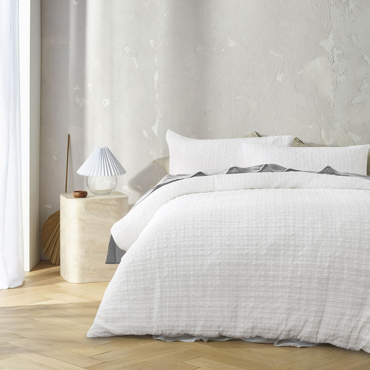 Accessorize Augusta White Ruched Quilt Cover Set Double