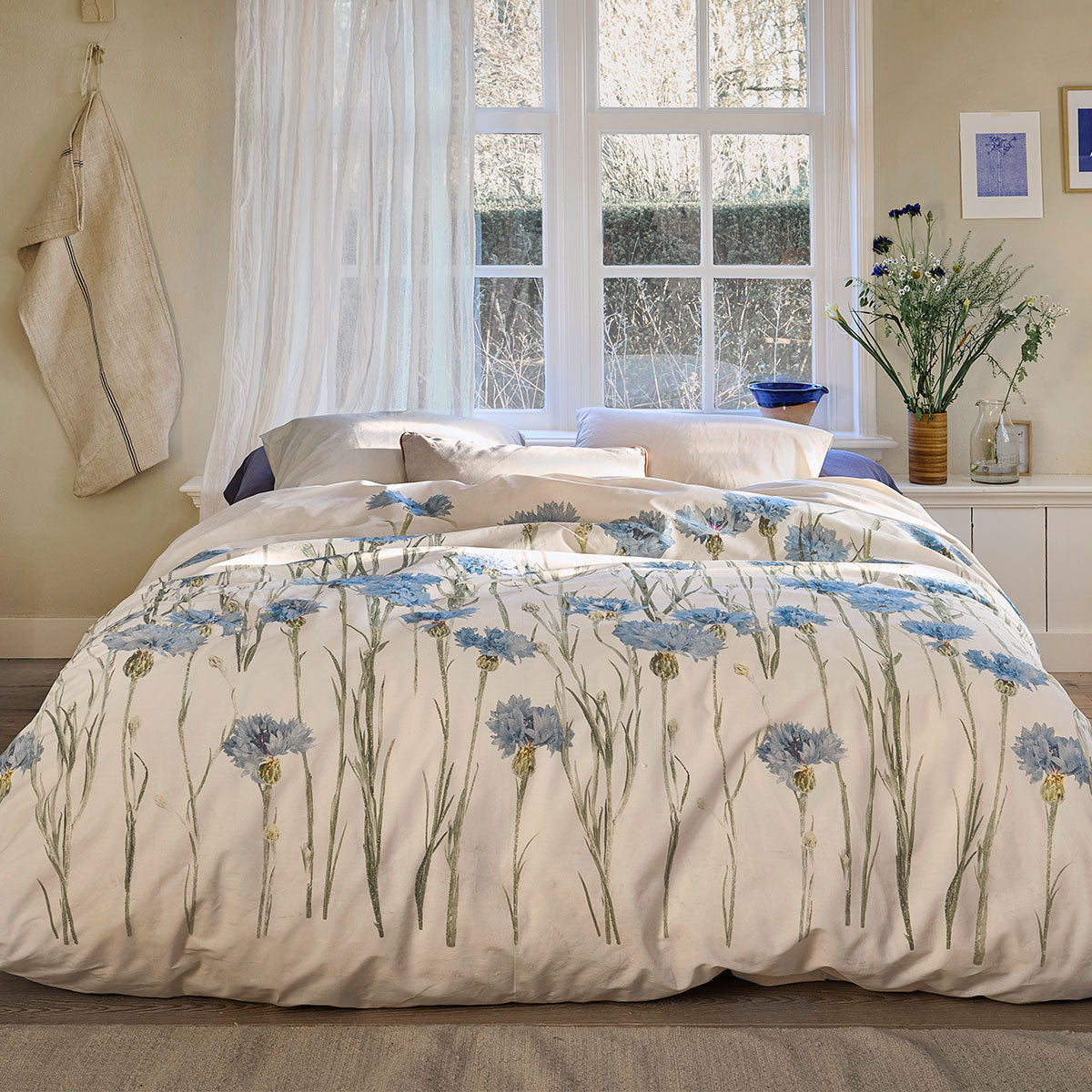Bedding House Cornflower Sand 100% Cotton Percale Quilt Cover Set Queen