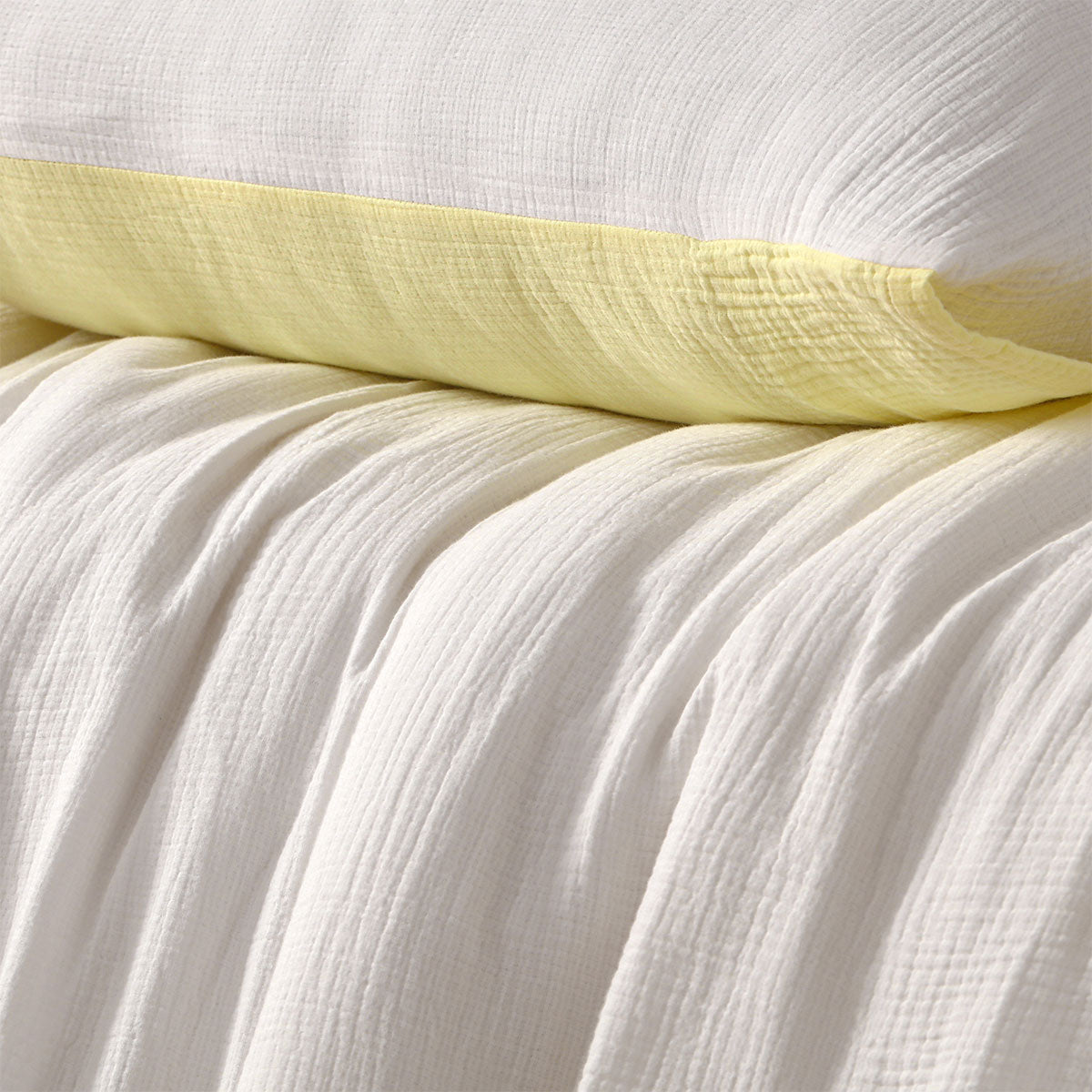 Vintage Design Homewares Hugo Reversible White Butter Cotton Gauze Quilt Cover Set Super King 3