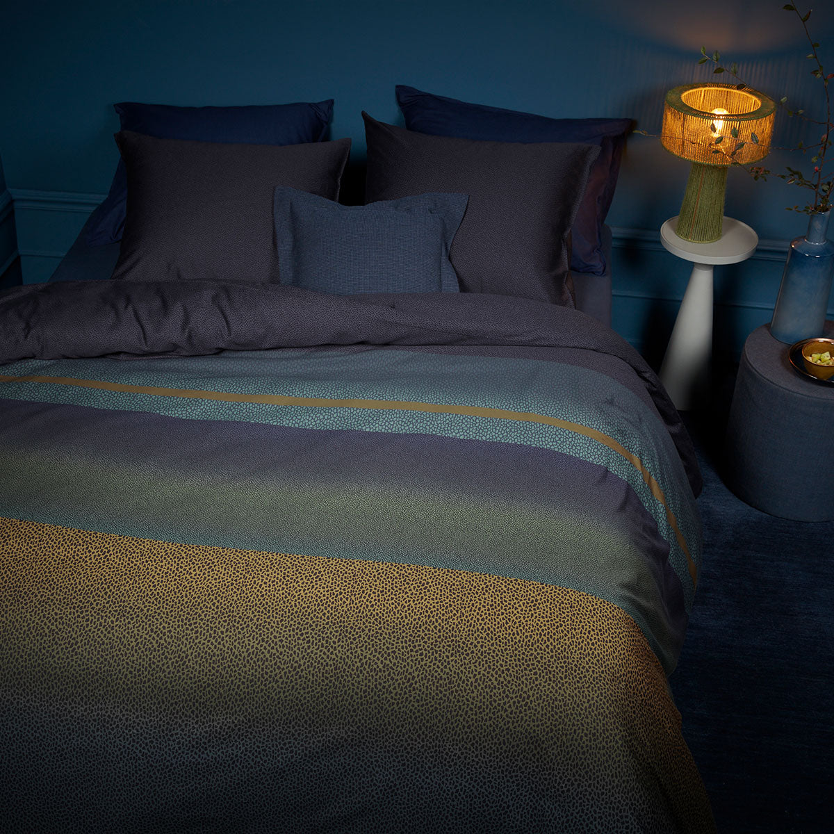 Bedding House Lenny Blue Cotton Quilt Cover Set Queen 4