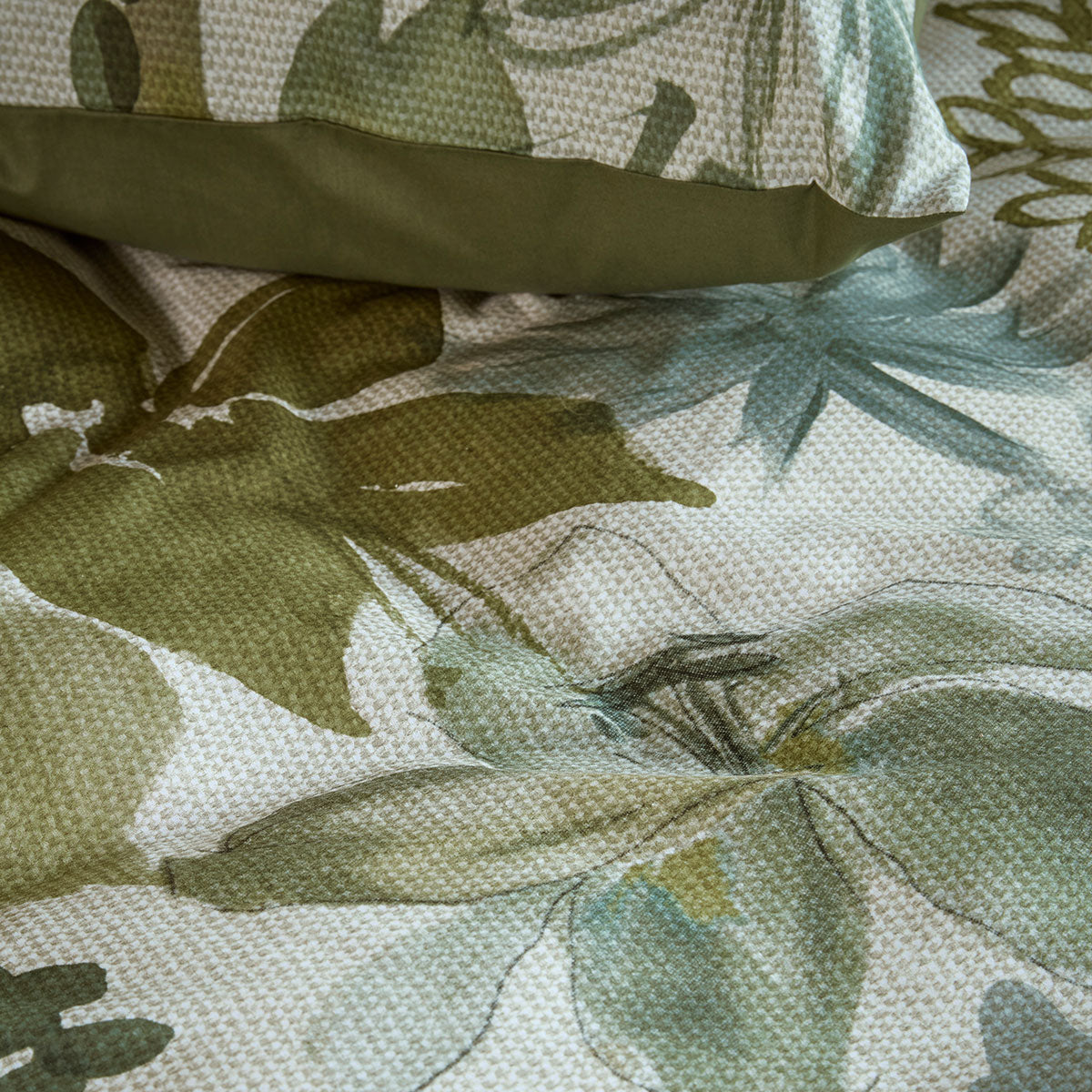 Bedding House Lilian Green 100% Cotton Percale Quilt Cover Set King 4