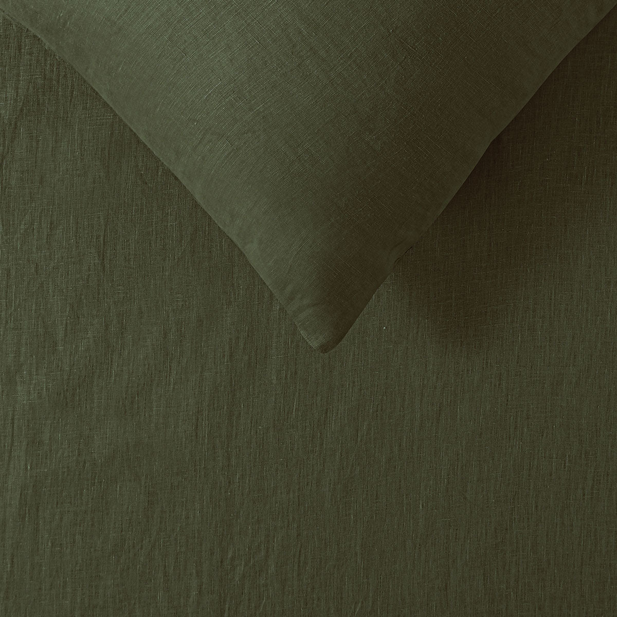 100% Linen Olive Quilt Cover Set Single 3