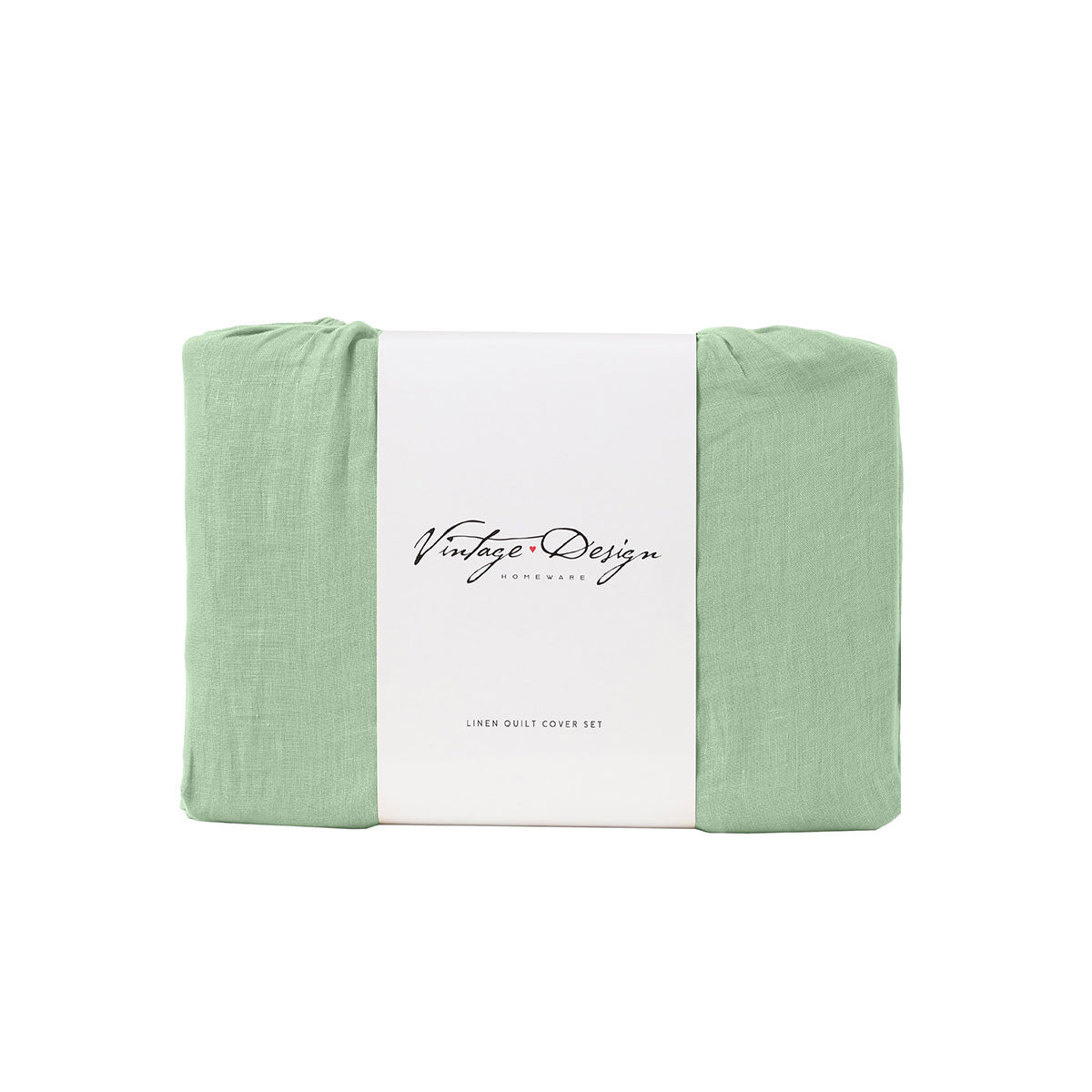 Vintage Design Homewares Pistachio French Linen Quilt Cover Set King 3