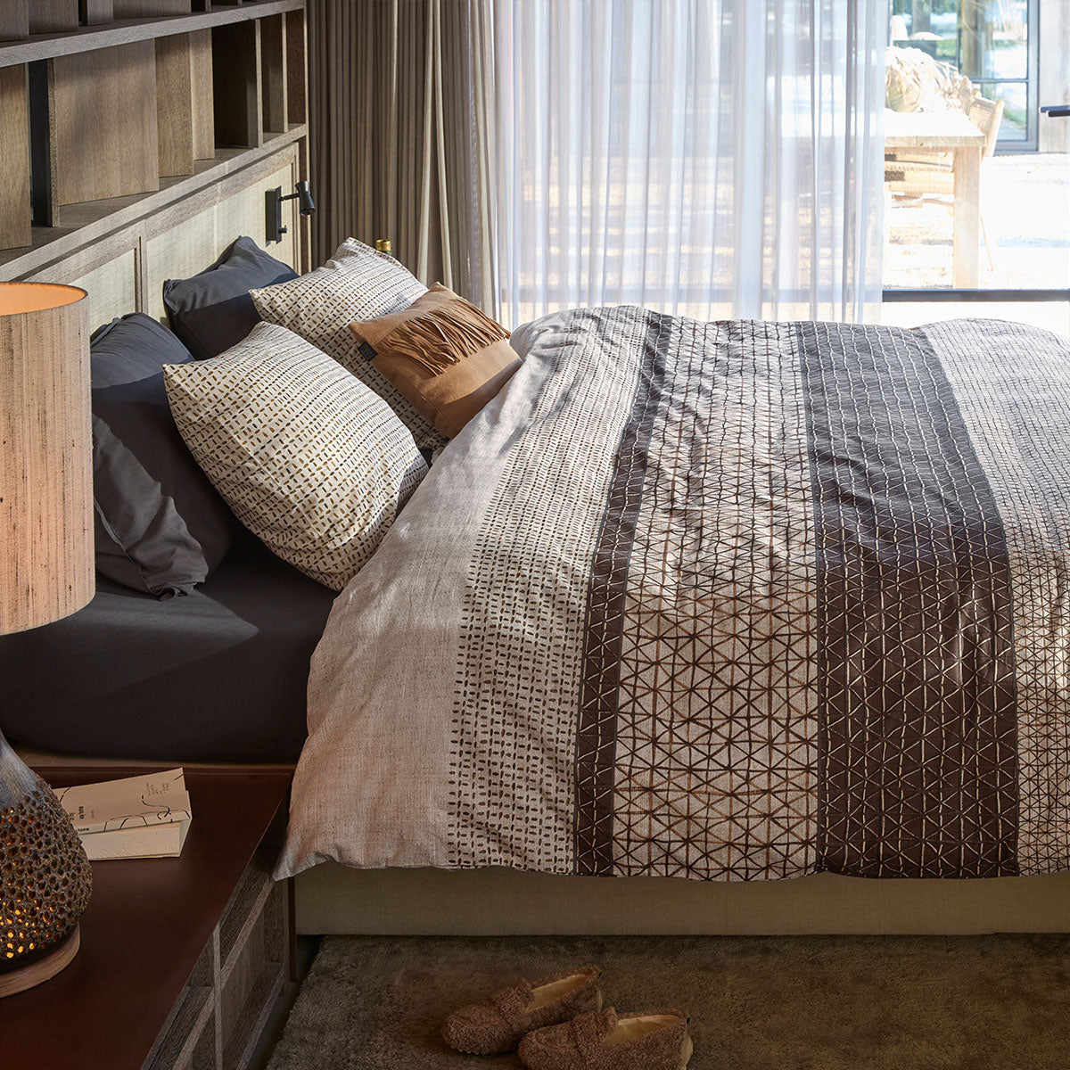 Bedding House Mathis Natural Cotton Quilt Cover Set Queen 5