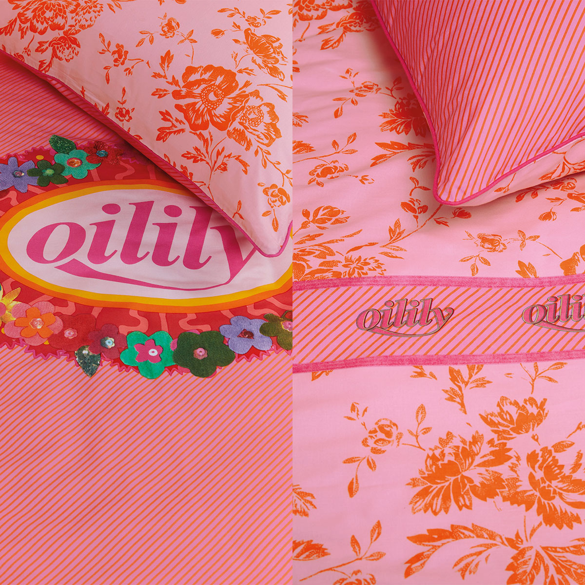 Oilily Prom Flowers Pink Cotton Quilt Cover Set Single 3