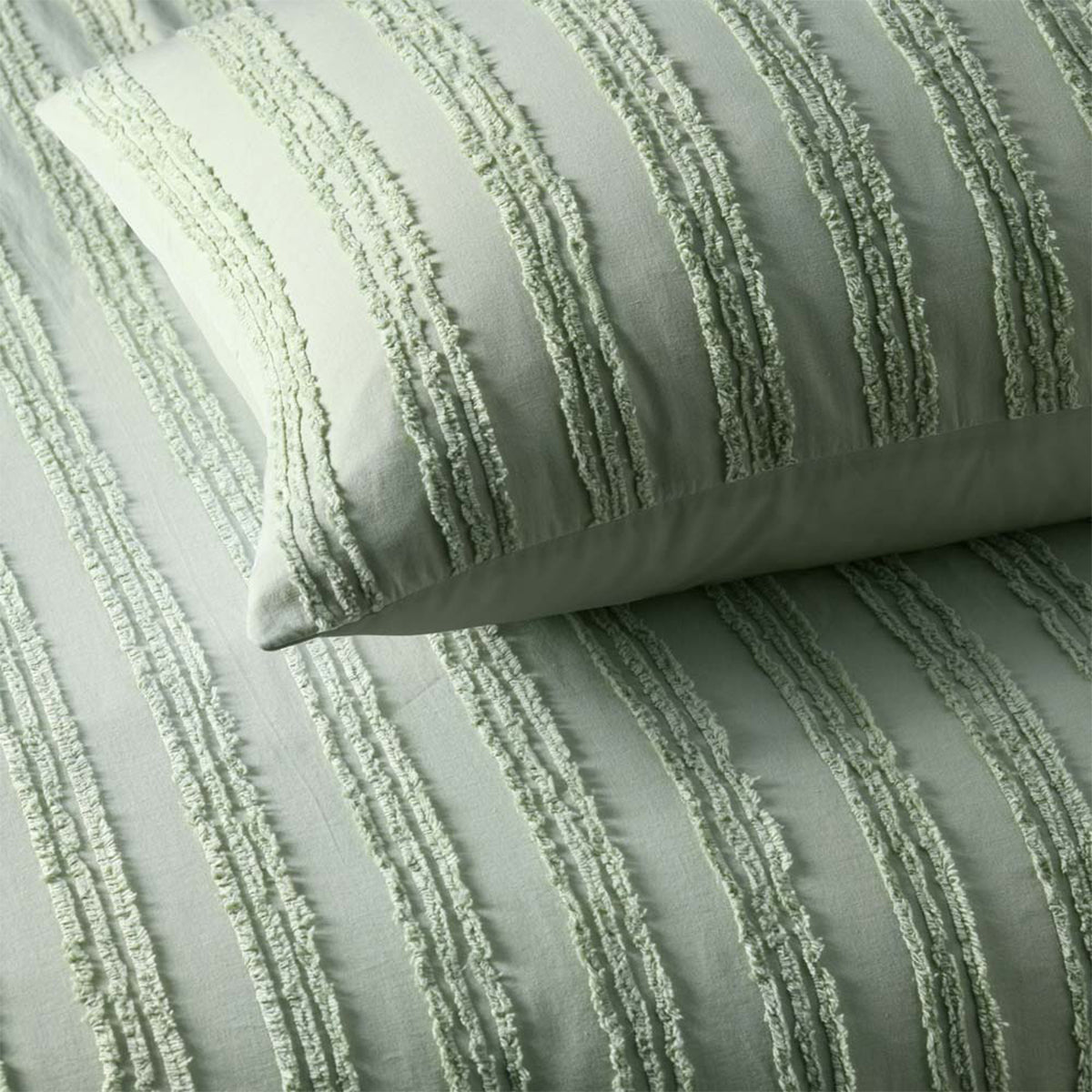 Vintage Design Homewares Reflections Sage Cotton Quilt Cover Set Queen 3