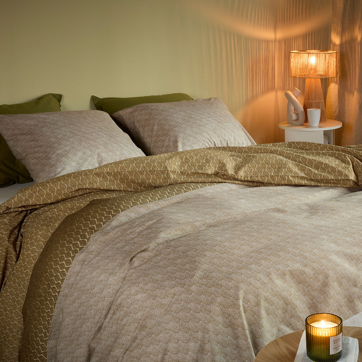 Bedding House Sanna Gold 100% Cotton Percale Quilt Cover Set Queen 3